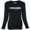 Sexy Jewel Neck Long Sleeve Mesh Splicing T-Shirt For Women