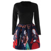 Fashionable Round Neck Figure Pattern Long Sleeve Women's Dress
