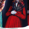 Fashionable Round Neck Figure Pattern Long Sleeve Women's Dress
