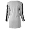Casual Round Neck Long Sleeve PU Leather Spliced Color Block Women's Dress