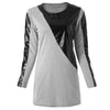 Casual Round Neck Long Sleeve PU Leather Spliced Color Block Women's Dress