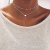 Gold Silver Color With Beads Heart Pendant Necklace 2PCS/Set