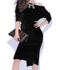 Stylish Slash Neck Long Sleeves Solid Color Slit Dress For Women