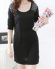 Casual Scoop Neck Black Rivet Long Sleeve Dress For Women