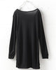 Casual Scoop Neck Black Rivet Long Sleeve Dress For Women