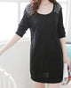 Casual Scoop Neck Black Rivet Long Sleeve Dress For Women
