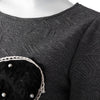 Fashionable Scoop Neck Stereo Heart Embellished Spliced Long Sleeve Women's Dress