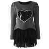 Fashionable Scoop Neck Stereo Heart Embellished Spliced Long Sleeve Women's Dress