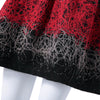 Trendy Style Round Collar Color Spliced Embroidered Long Sleeve Women's Dress