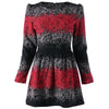 Trendy Style Round Collar Color Spliced Embroidered Long Sleeve Women's Dress
