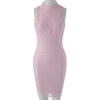 Sexy Turtle Neck Sleeveless Bodycon Hollow Out Women's Dress
