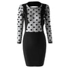 Stylish Round Neck Long Sleeve Backless Mesh Splicing Dress For Women