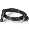 CY U3-103 Male to Dual-USB 3.0 Female Extension Cord Panel Lock Combo