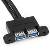 CY U3-103 Male to Dual-USB 3.0 Female Extension Cord Panel Lock Combo