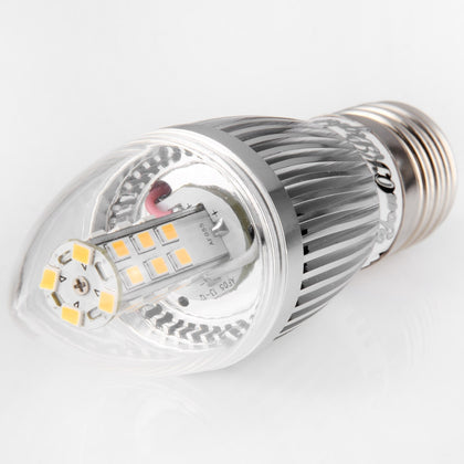 YouOKLight 380Lm E27 5W 28 SMD 2835 LEDs Silver Fin Candle Lamp - 3000K