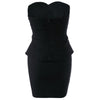 Stylish Strapless Color Block Peplum Dress For Women