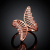 Sweet Women's Rhinestone Inlaid Openwork Butterfly Ring