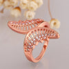 Sweet Women's Rhinestone Inlaid Openwork Butterfly Ring