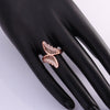 Sweet Women's Rhinestone Inlaid Openwork Butterfly Ring