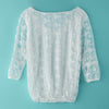Stylish Scoop Neck Beaded 3/4 Sleeve Organza Blouse For Women