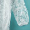 Stylish Scoop Neck Beaded 3/4 Sleeve Organza Blouse For Women