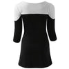 Three Quarter Sleeve Round Collar Color Block Women's Dress