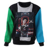 Stylish Round Neck Portrait Print Color Splicing Long Sleeve Women's Sweatshirt