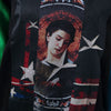 Stylish Round Neck Portrait Print Color Splicing Long Sleeve Women's Sweatshirt
