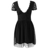 Plunging Neck Lace Panel Night Club Dress