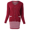 Casual Scoop Neck Striped Knitted Sundress + Long Sleeve Cardigan Women's Suits