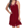 Sweet Ruffle Side Strap Solid Color Lace Patchwork Chiffon Beach Vest Dress
