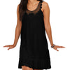 Sweet Ruffle Side Strap Solid Color Lace Patchwork Chiffon Beach Vest Dress