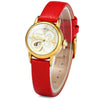 Tine TE-5008L Pocket Four-leaf Clover Quartz Women Watch Delicate Water Resistant PU Wristwatch