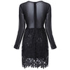 Stylish Round Collar Lace Floral Embroidery Long Sleeve Women's Dress