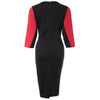 Formal V-Neck Color Block 3/4 Sleeve Dress For Women