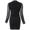 Sexy Round Neck Long Sleeve Spliced See-Through Slimming Women's Dress