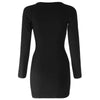Sexy Beaded V-Neck Solid Color Long Sleeve Dress For Women
