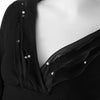Sexy Beaded V-Neck Solid Color Long Sleeve Dress For Women