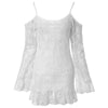 Sexy Spaghetti Strap Lace Crochet Flower Long Sleeve Women's Dress