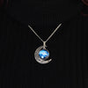Artificial Gem Moon Round Pendant Necklace