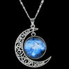 Artificial Gem Moon Round Pendant Necklace