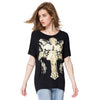 Stylish Scoop Neck Short Sleeve Spliced Cross Pattern Women's T-Shirt