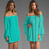 Sexy Slash Neck Off The Shoulder Candy Color Long Sleeve Dress For Women