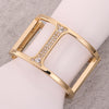 Chic Rhinestone and Openwork Square Shape Design Alloy Bracelet For Women