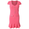 Stylish Sweetheart Neck Short Sleeves Single Breasted Flounce Dress For Women