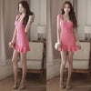 Stylish Sweetheart Neck Short Sleeves Single Breasted Flounce Dress For Women