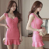 Stylish Sweetheart Neck Short Sleeves Single Breasted Flounce Dress For Women