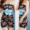 Sexy Strapless Sleeveless Floral Print Bowknot Embellished Women's Dress