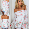 Stylish Off-The-Shoulder Long Sleeve Floral Print Chiffon Women's Blouse