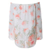 Stylish Off-The-Shoulder Long Sleeve Floral Print Chiffon Women's Blouse